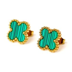 NEW // Clover green & gold earrings